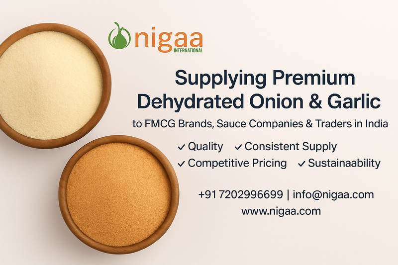 Supplying Dehydrated Onion & Garlic to Leading FMCG Brands, Sauce Makers & Traders in India
